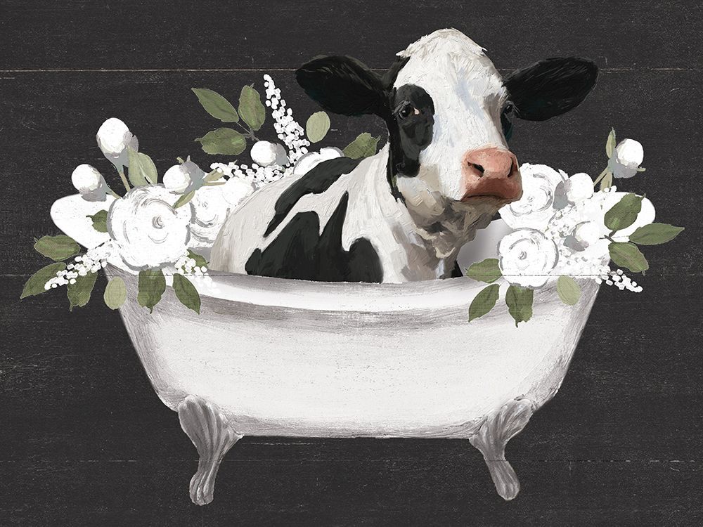 Bath Time Cow art print by Masey St. Studios for $57.95 CAD