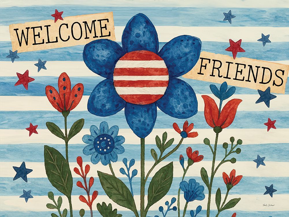 Patriotic Welcome Friends art print by Nicole DeCamp for $57.95 CAD