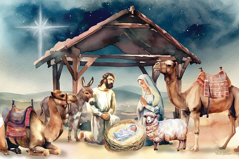 O Holy Night Nativity Scene art print by Nicole DeCamp for $57.95 CAD