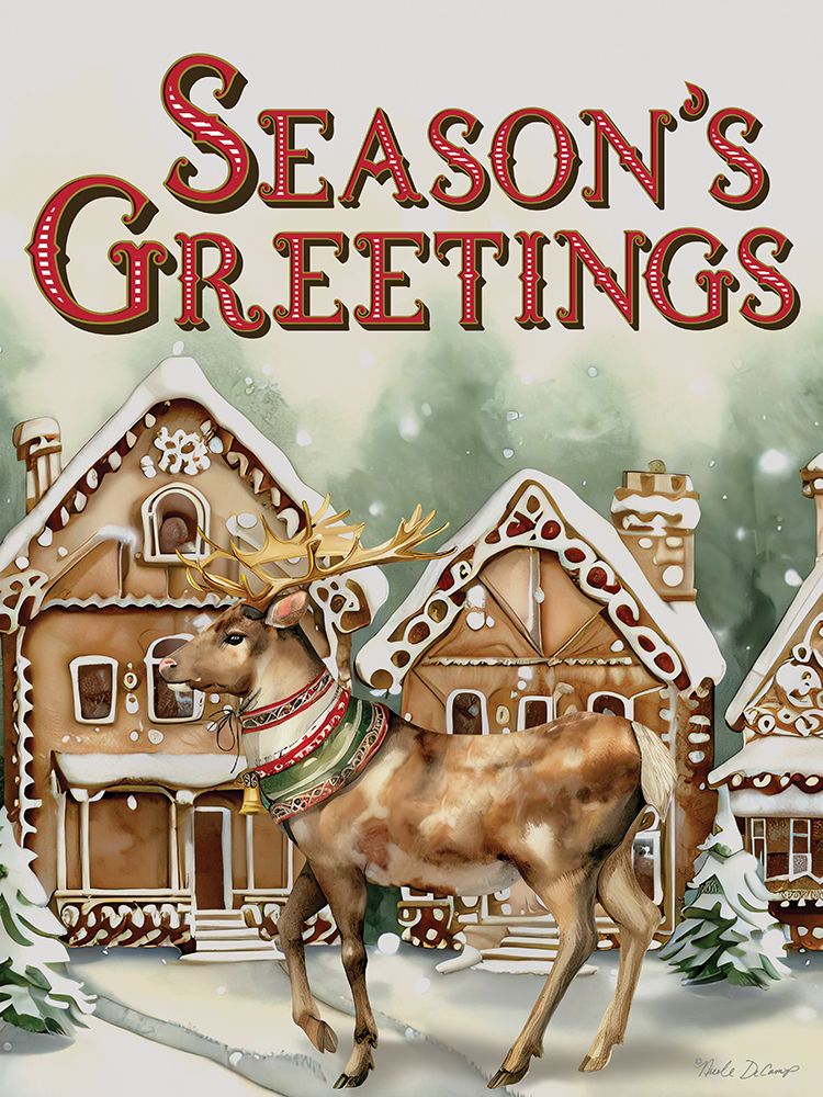 Seasons Greetings Reindeer art print by Nicole DeCamp for $57.95 CAD