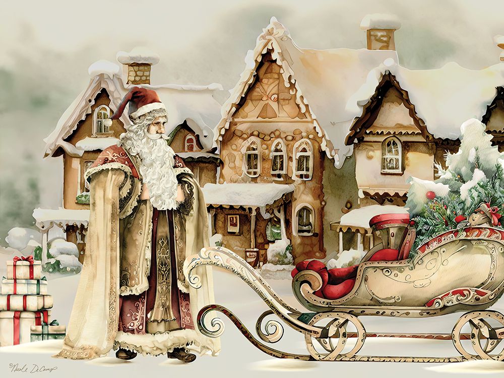 Old World Santa and Sleigh art print by Nicole DeCamp for $57.95 CAD