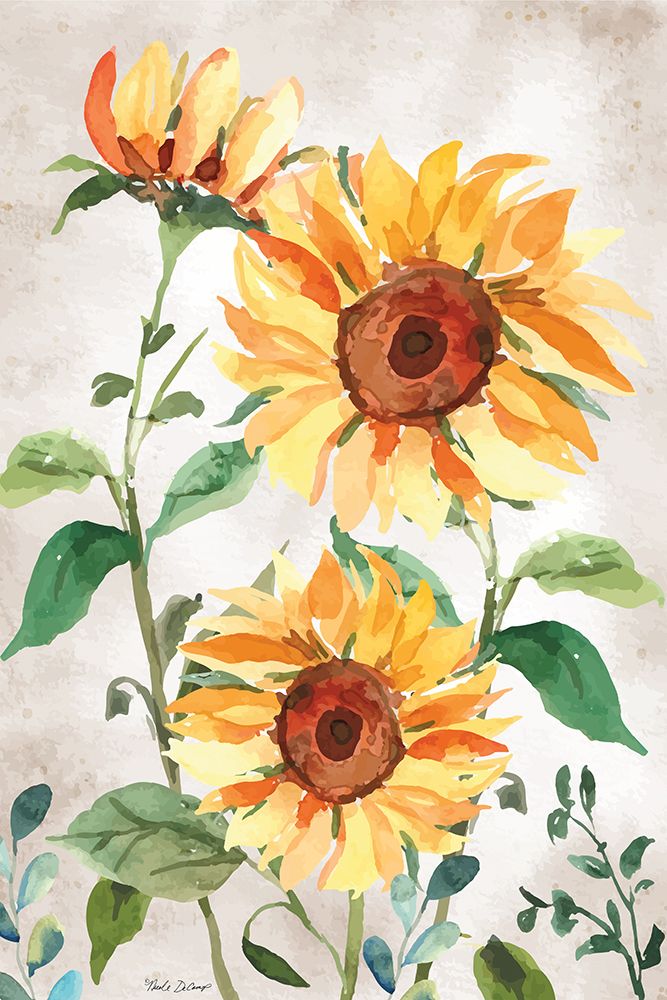 Late Summer Sunflowers I art print by Nicole DeCamp for $57.95 CAD