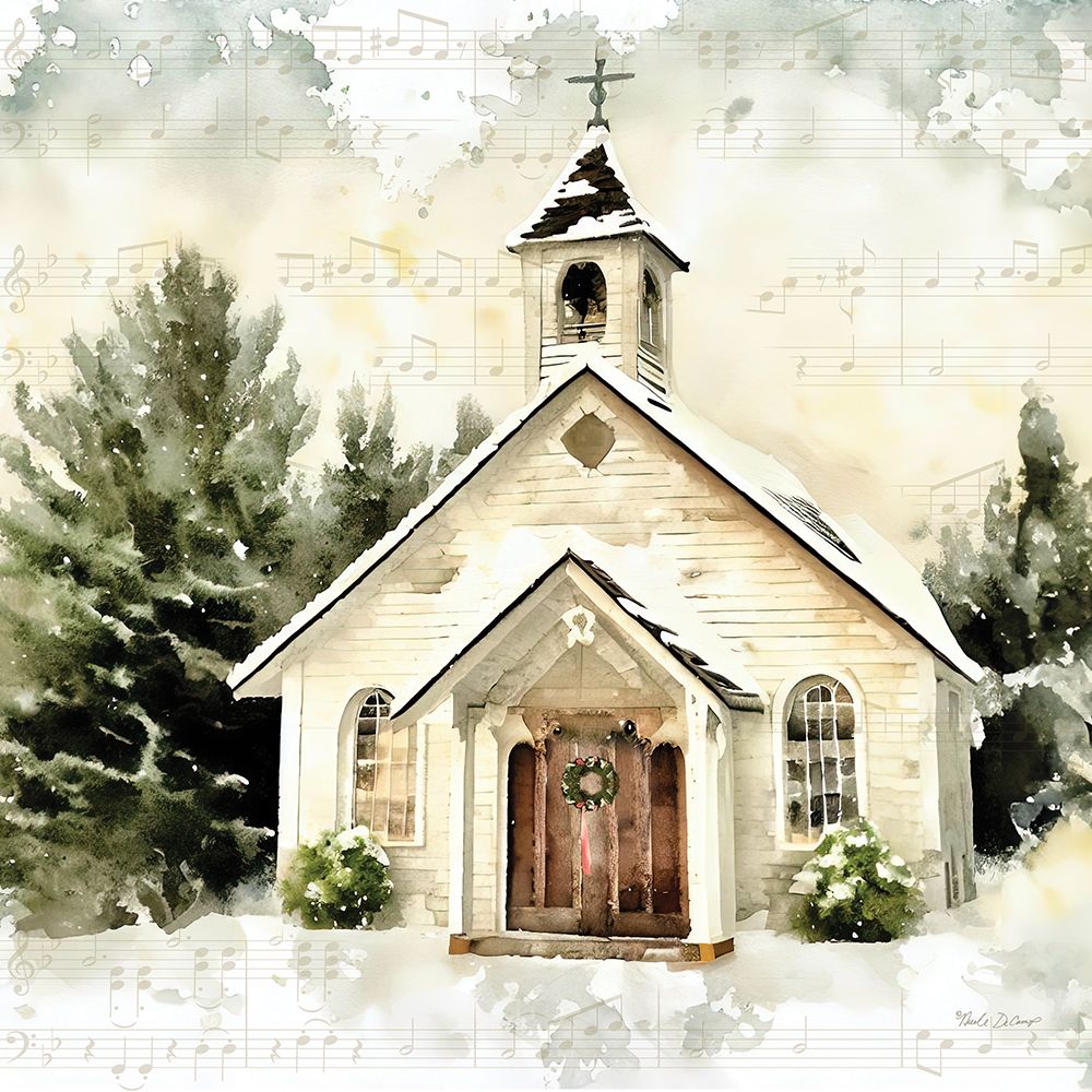 Country Church at Christmas I art print by Nicole DeCamp for $57.95 CAD