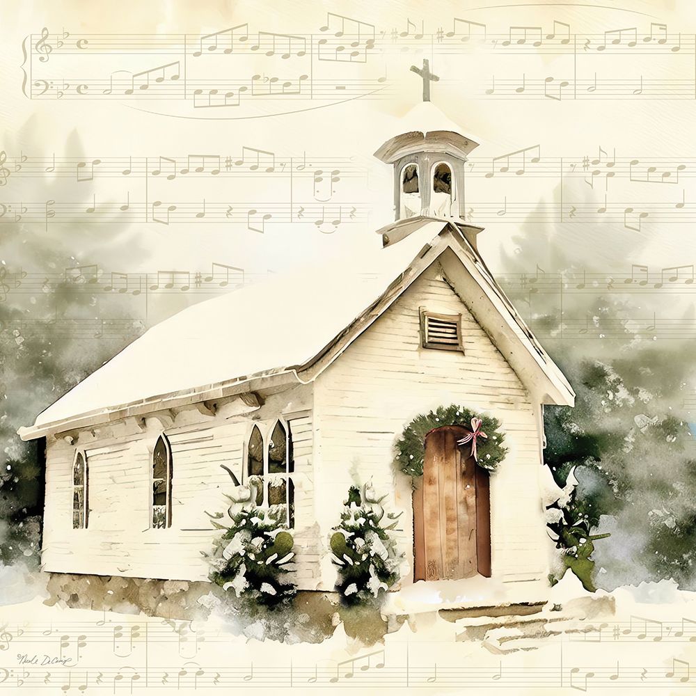 Country Church at Christmas II art print by Nicole DeCamp for $57.95 CAD