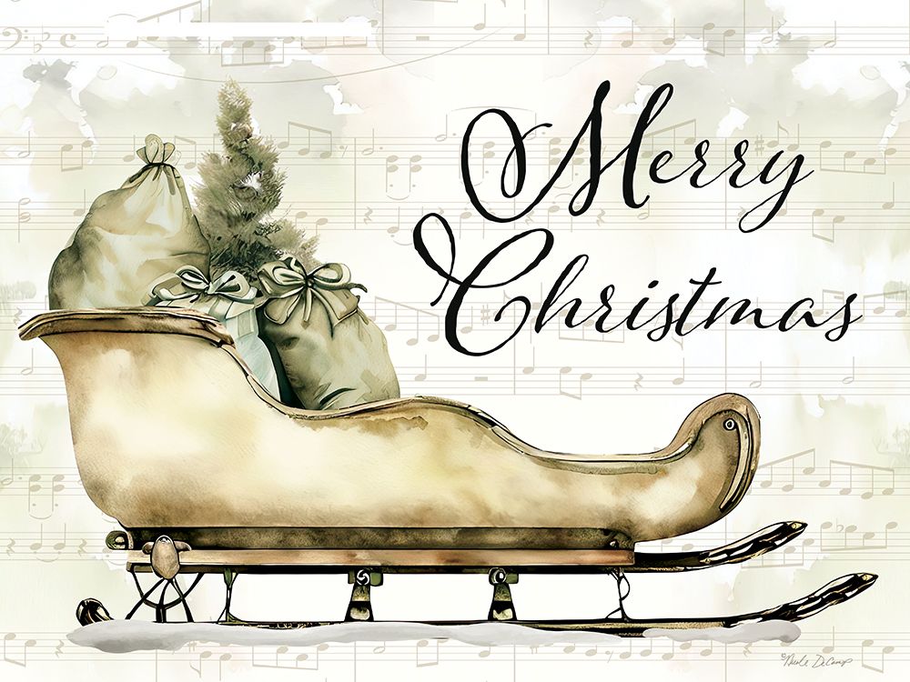 Merry Christmas Old World Sleigh art print by Nicole DeCamp for $57.95 CAD