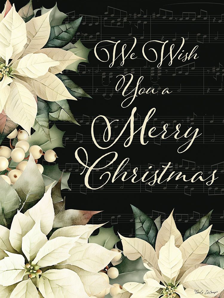 Merry Christmas Poinsettias art print by Nicole DeCamp for $57.95 CAD
