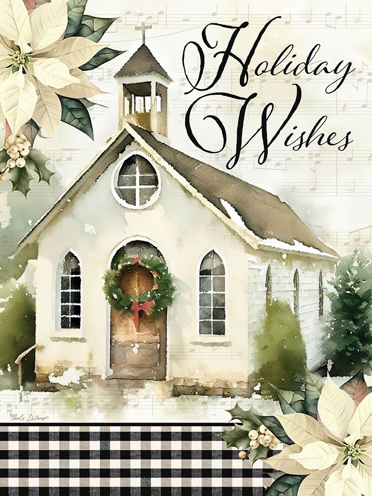 Holiday Wishes Church art print by Nicole DeCamp for $57.95 CAD