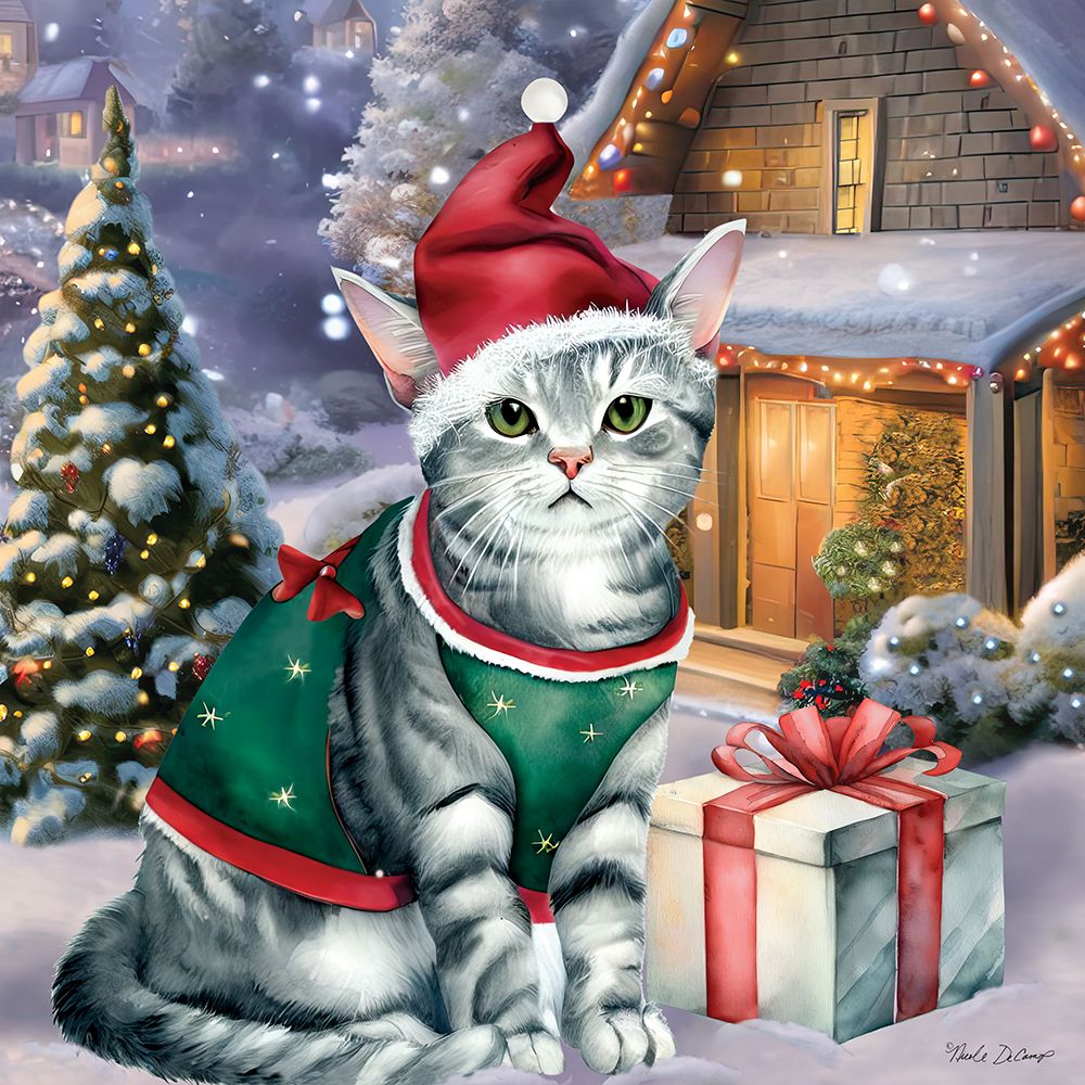 Christmas Cat Elf art print by Nicole DeCamp for $57.95 CAD