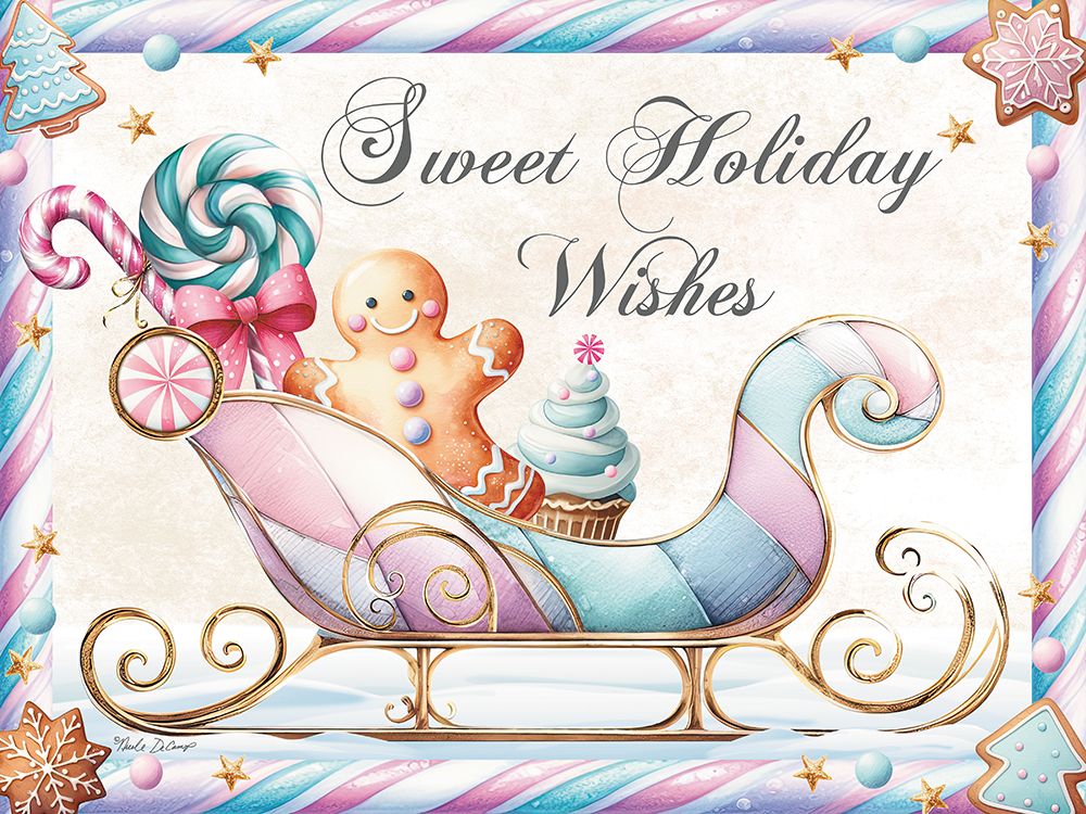 Sweet Holiday Wishes Sleigh art print by Nicole DeCamp for $57.95 CAD