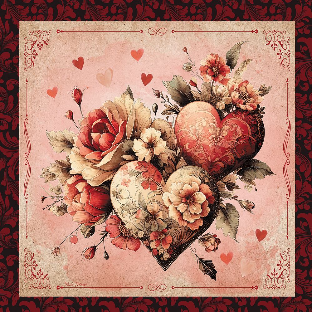 Valentine Floral Hearts art print by Nicole DeCamp for $57.95 CAD