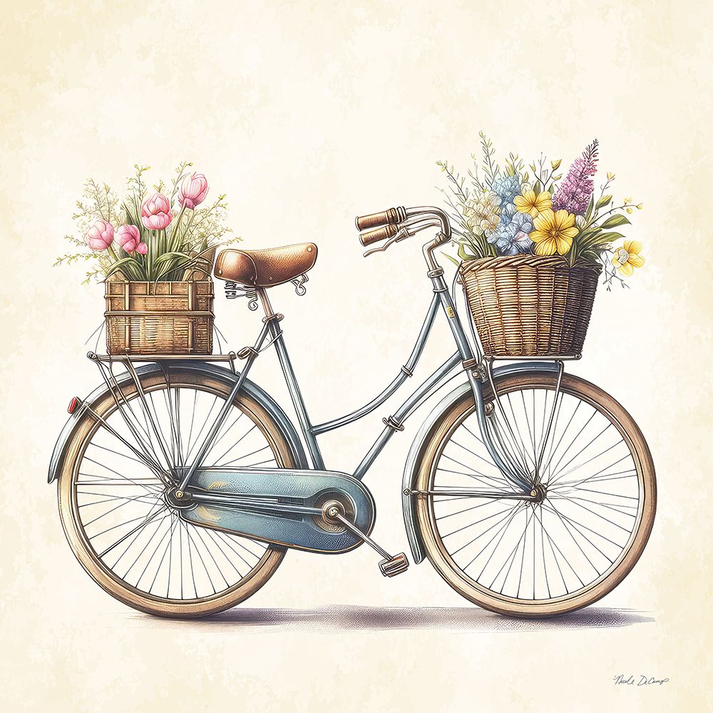 Floral Bicycle I art print by Nicole DeCamp for $57.95 CAD