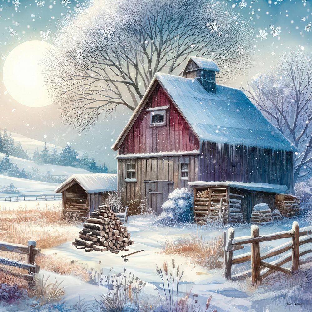 Moonlight Night on the Farm art print by Nicole DeCamp for $57.95 CAD