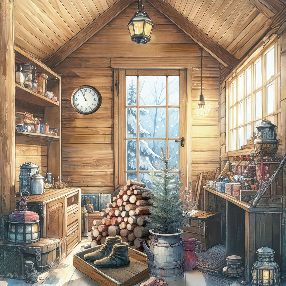 Whispering Pines Cabin art print by Nicole DeCamp for $57.95 CAD