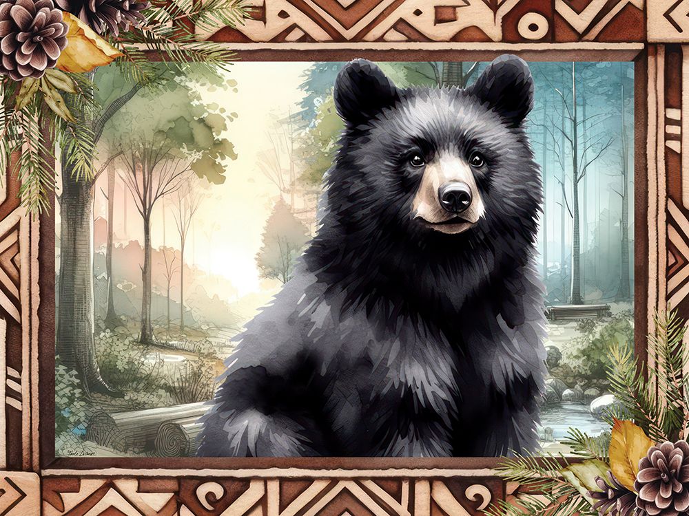 Woodland Retreat Sitting Bear art print by Nicole DeCamp for $57.95 CAD