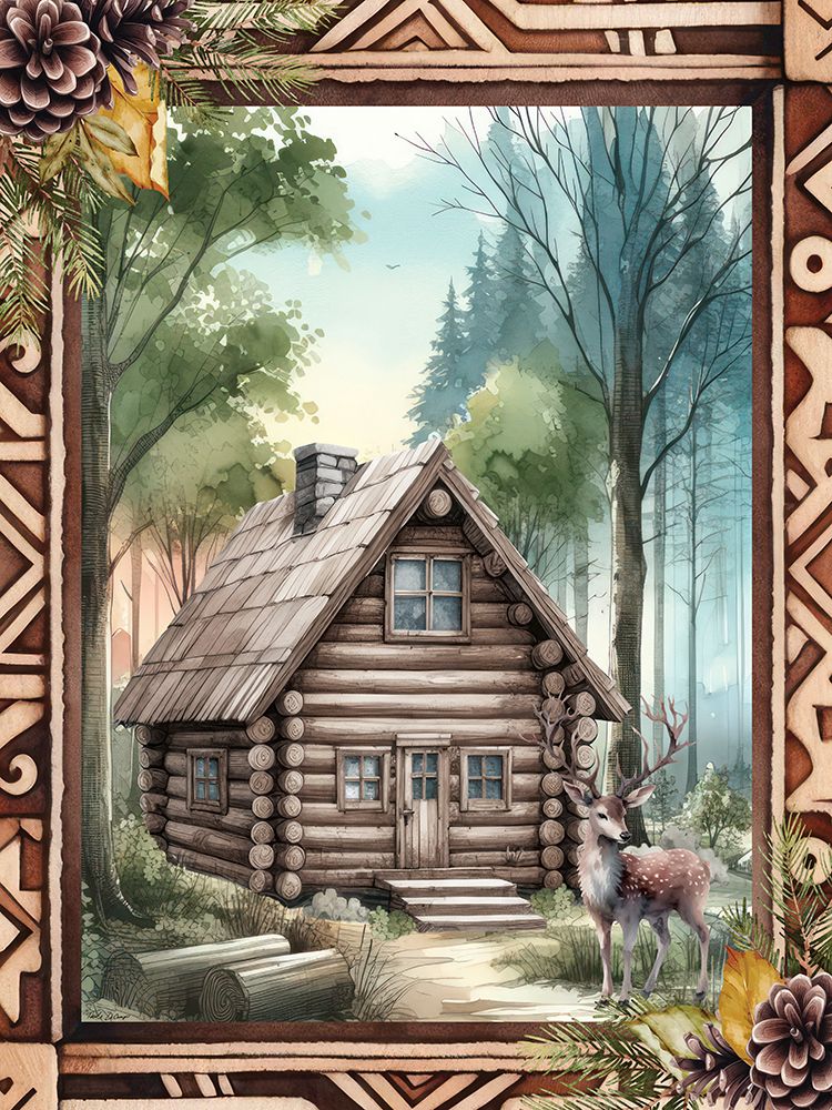 Woodland Retreat Cabin art print by Nicole DeCamp for $57.95 CAD
