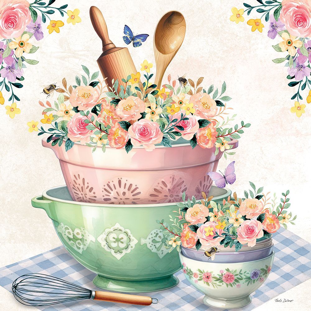 In the Kitchen Colander and Bowls art print by Nicole DeCamp for $57.95 CAD