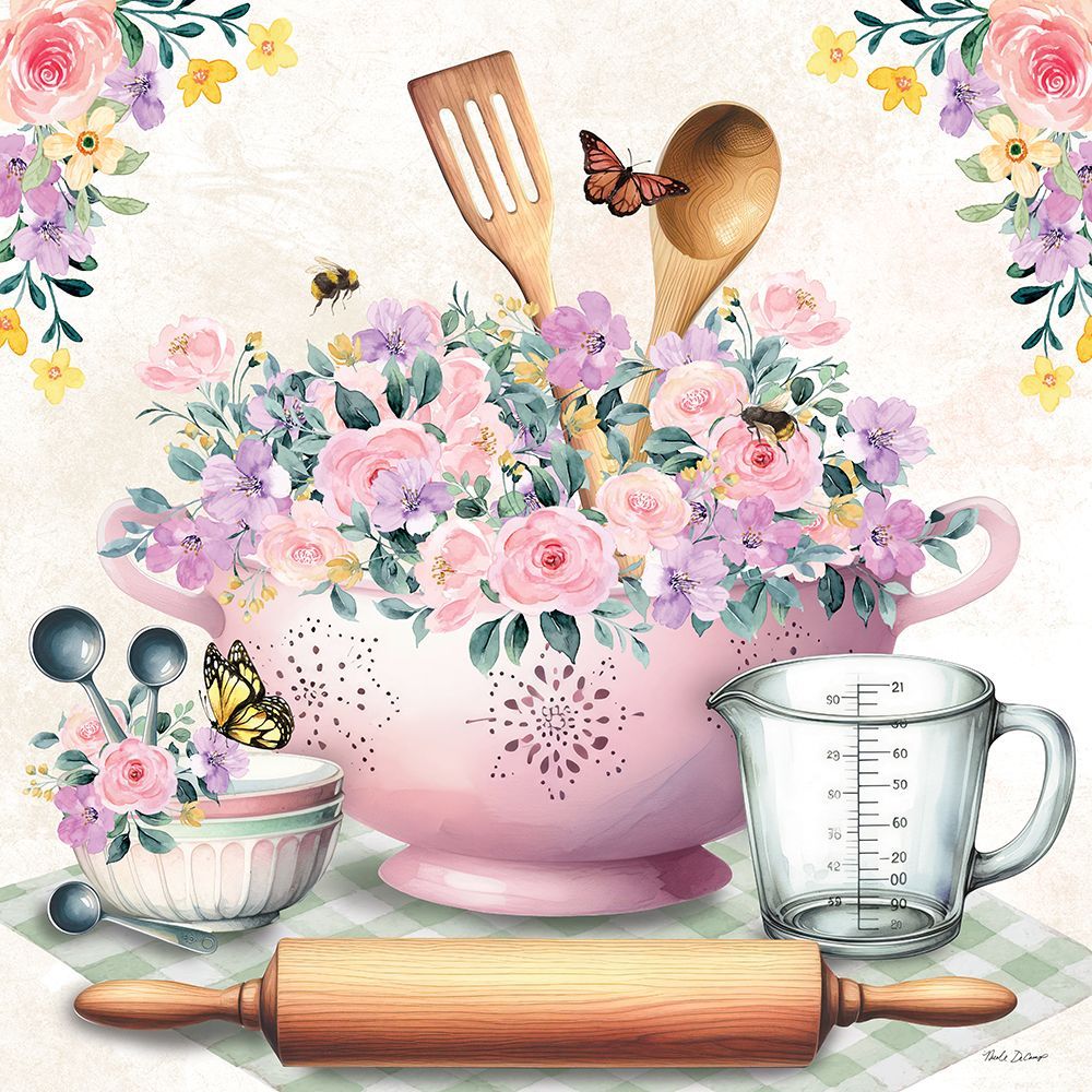 In the Kitchen Colander and Rolling Pin art print by Nicole DeCamp for $57.95 CAD