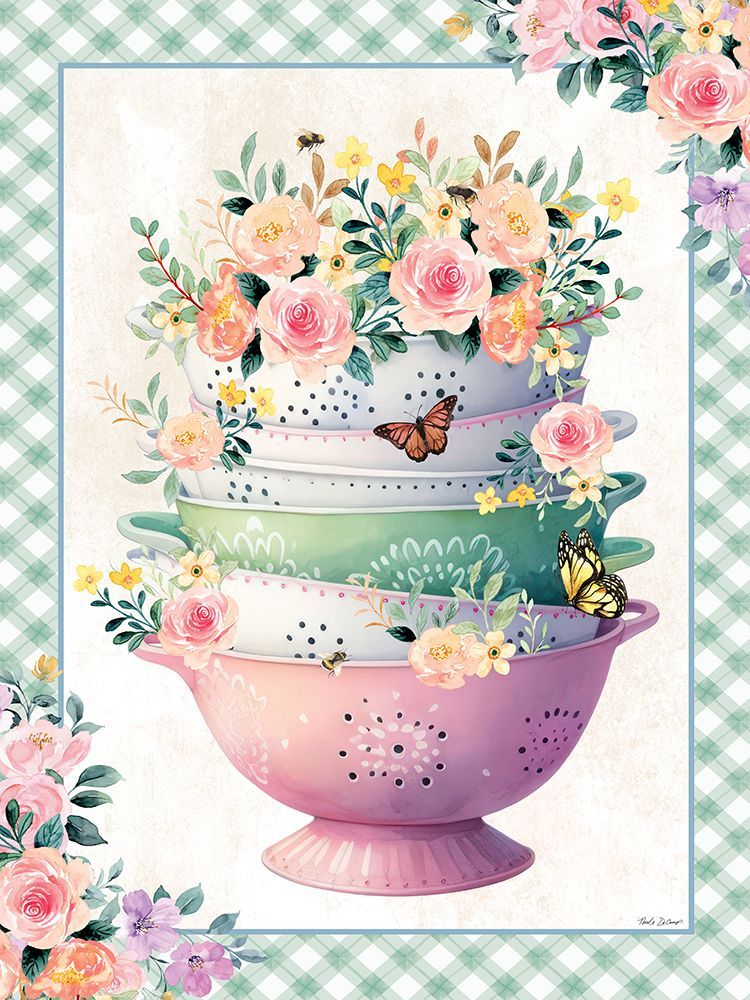 In the Kitchen Floral Colander art print by Nicole DeCamp for $57.95 CAD