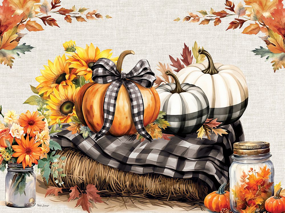 Fall Plaid Pumpkins on Haystack art print by Nicole DeCamp for $57.95 CAD