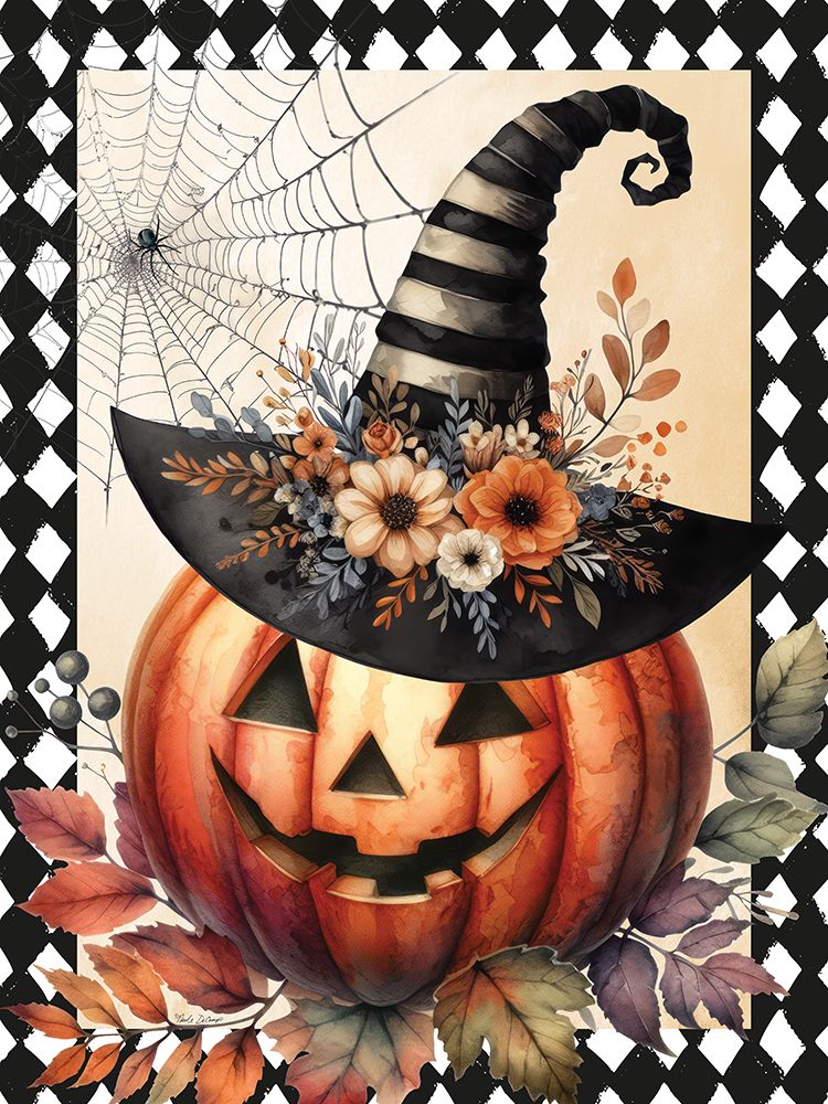 Vintage Halloween Pumpkin art print by Nicole DeCamp for $57.95 CAD
