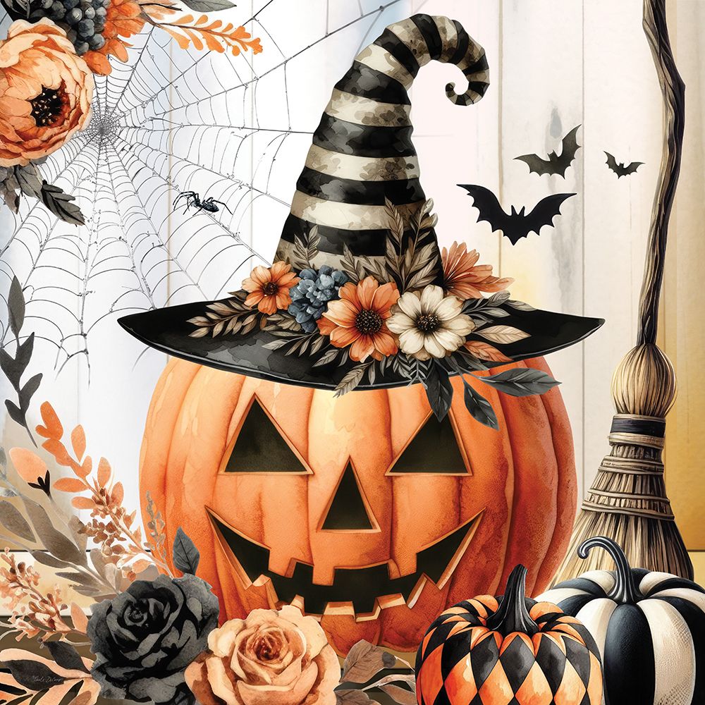 Vintage Halloween Jack OLantern art print by Nicole DeCamp for $57.95 CAD