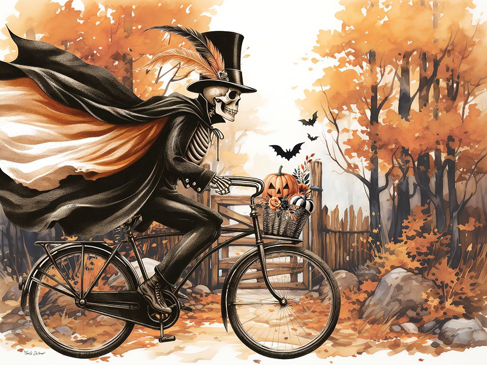 Halloween Skeleton Bicycle art print by Nicole DeCamp for $57.95 CAD