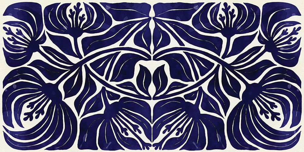Navy And White Abstract Floral I art print by Nicole DeCamp for $57.95 CAD