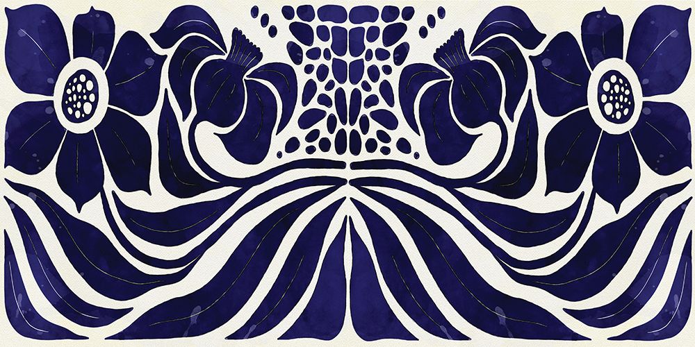Navy And White Abstract Floral III art print by Nicole DeCamp for $57.95 CAD