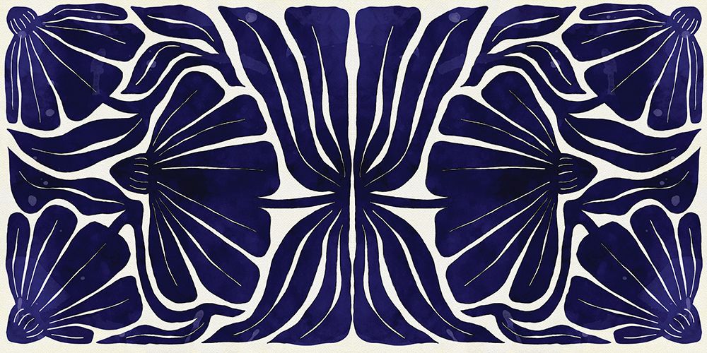 Navy And White Abstract Floral IV art print by Nicole DeCamp for $57.95 CAD