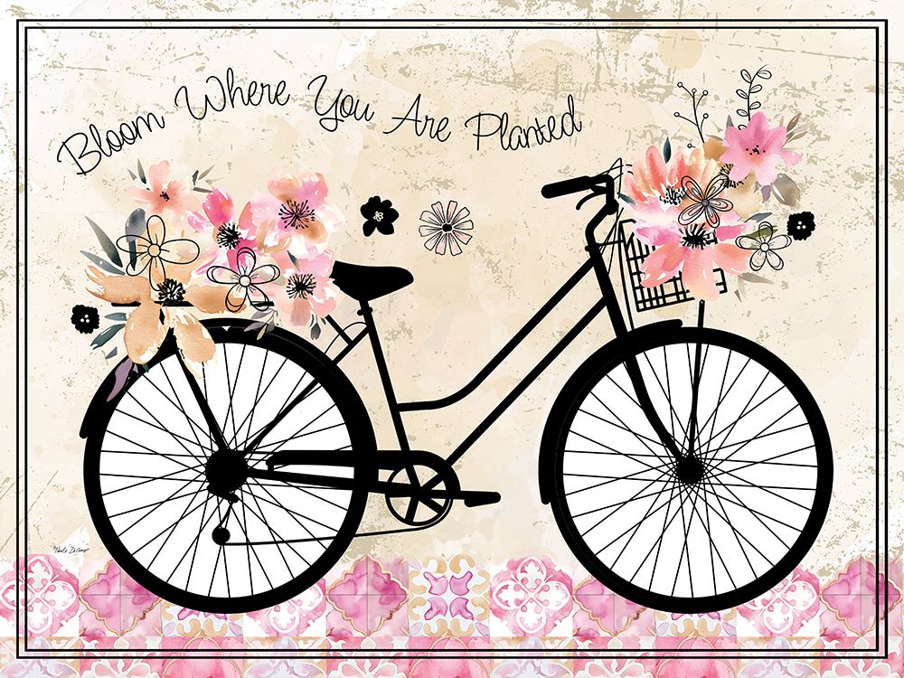 Bloom Where You are Planted Floral Bike art print by Nicole DeCamp for $57.95 CAD
