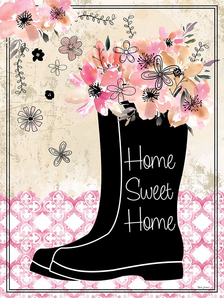 Home Sweet Home Floral Boots art print by Nicole DeCamp for $57.95 CAD