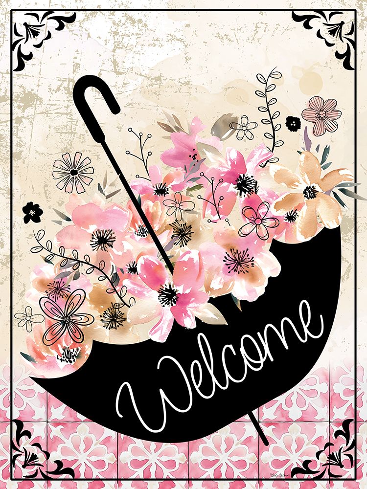 Welcome Floral Umbrella art print by Nicole DeCamp for $57.95 CAD