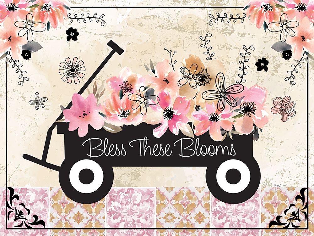 Bless These Blooms Floral Wagon art print by Nicole DeCamp for $57.95 CAD
