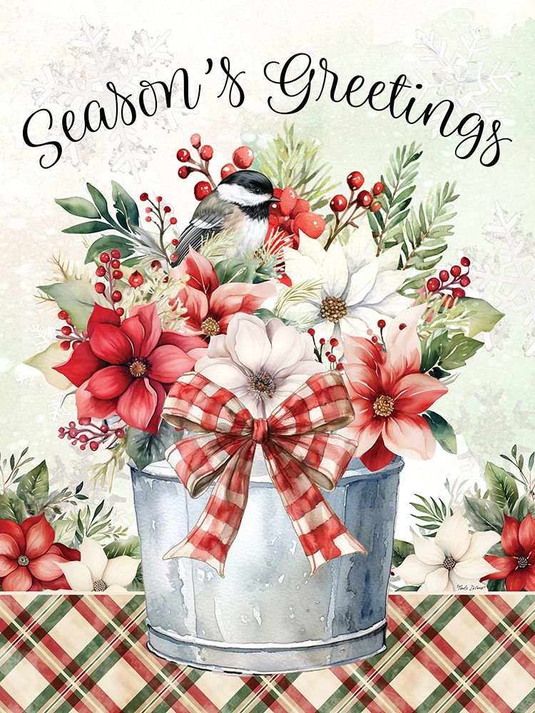 Christmas in Bloom Floral Bucket art print by Nicole DeCamp for $57.95 CAD