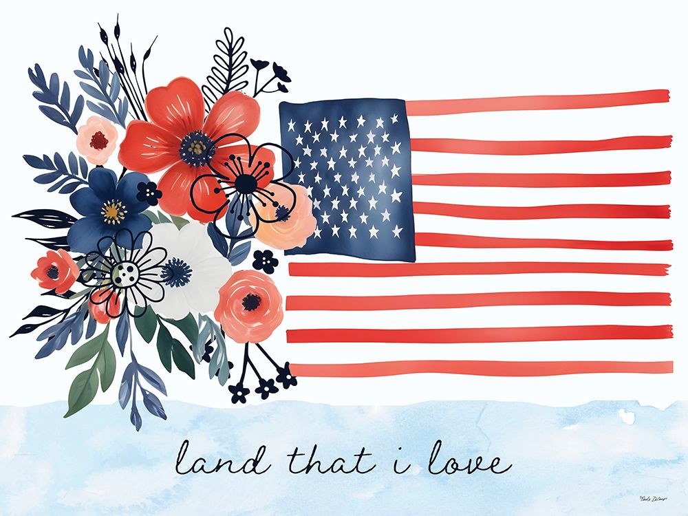 Floral American Flag art print by Nicole DeCamp for $57.95 CAD