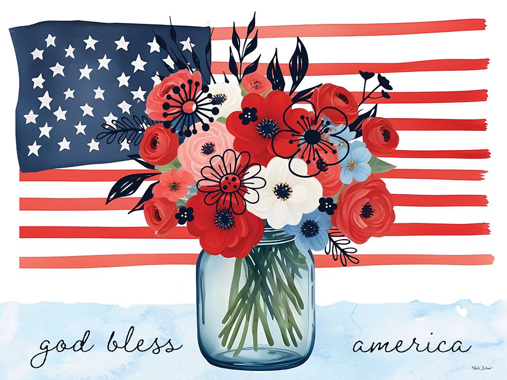 Floral American Jar and Flag art print by Nicole DeCamp for $57.95 CAD