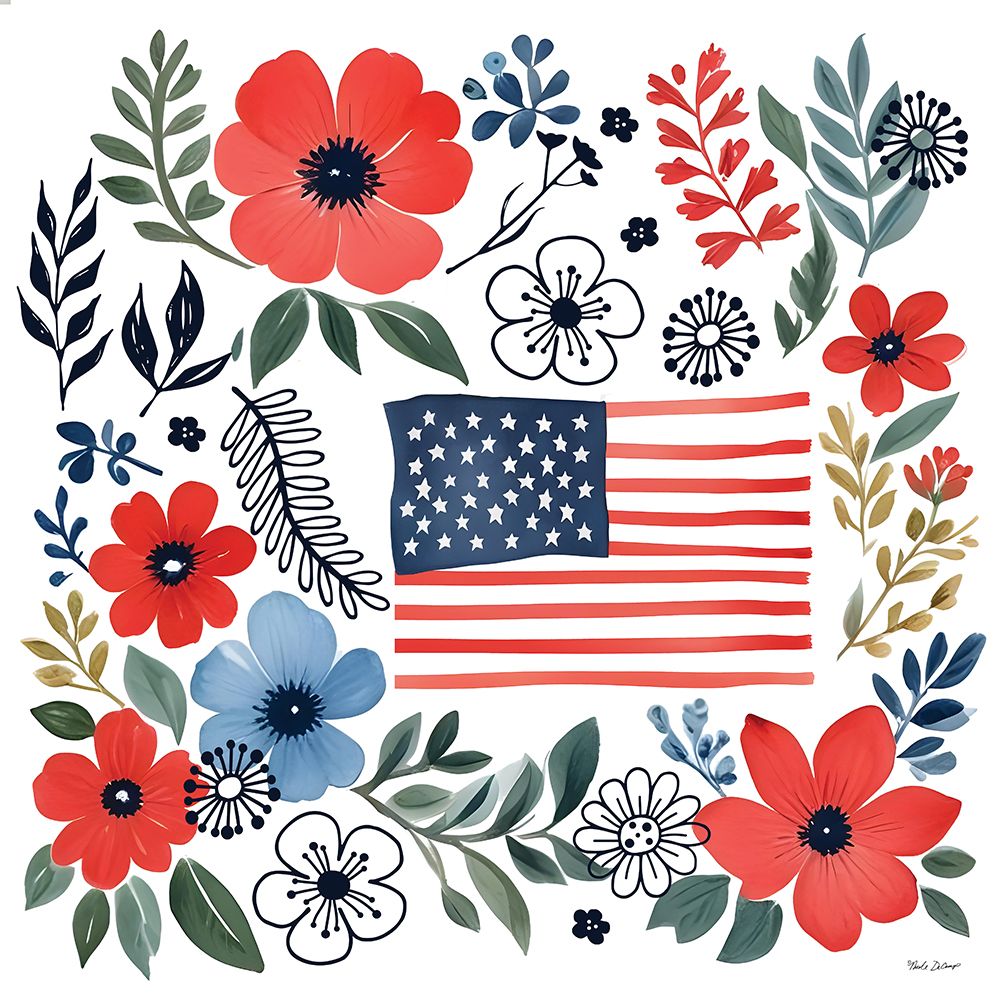 Floral Americana art print by Nicole DeCamp for $57.95 CAD