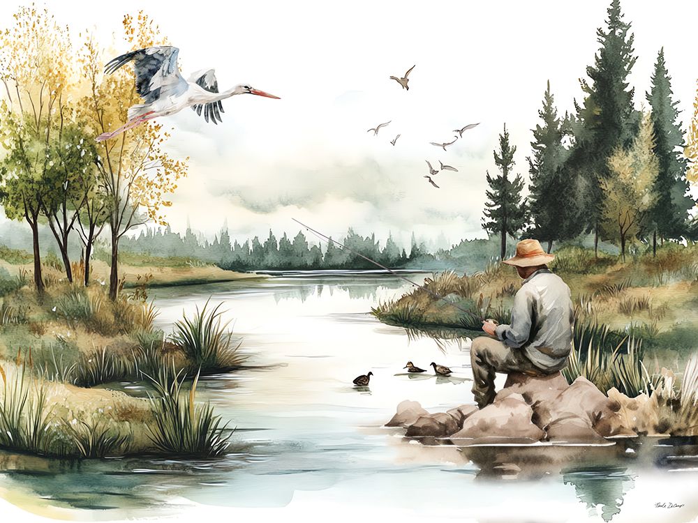Lake Life Fisherman art print by Nicole DeCamp for $57.95 CAD