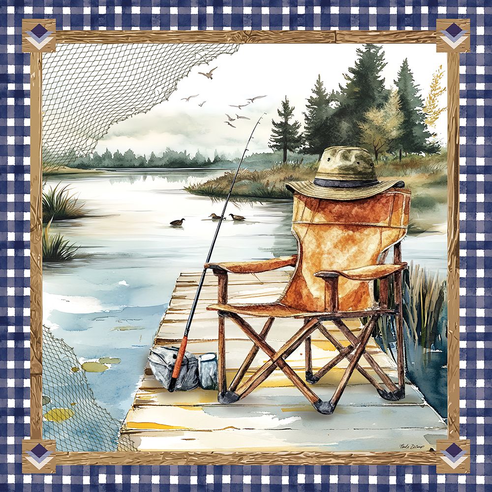 Lake Life Fishing Chair art print by Nicole DeCamp for $57.95 CAD