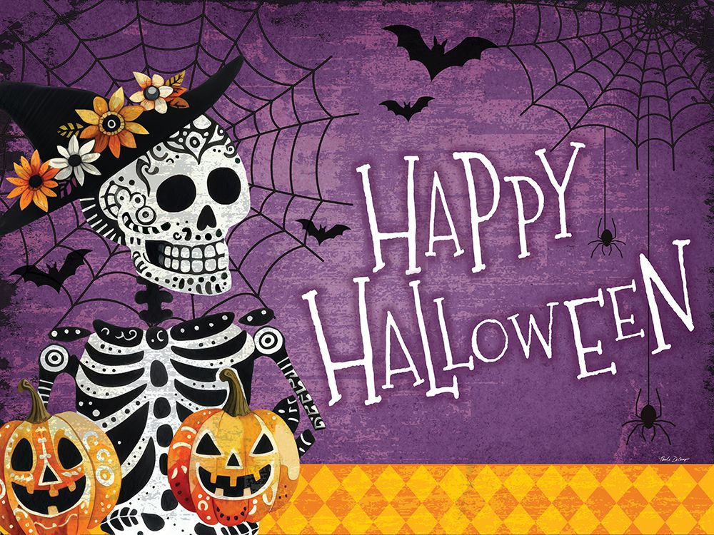 Happy Halloween Skeleton art print by Nicole DeCamp for $57.95 CAD