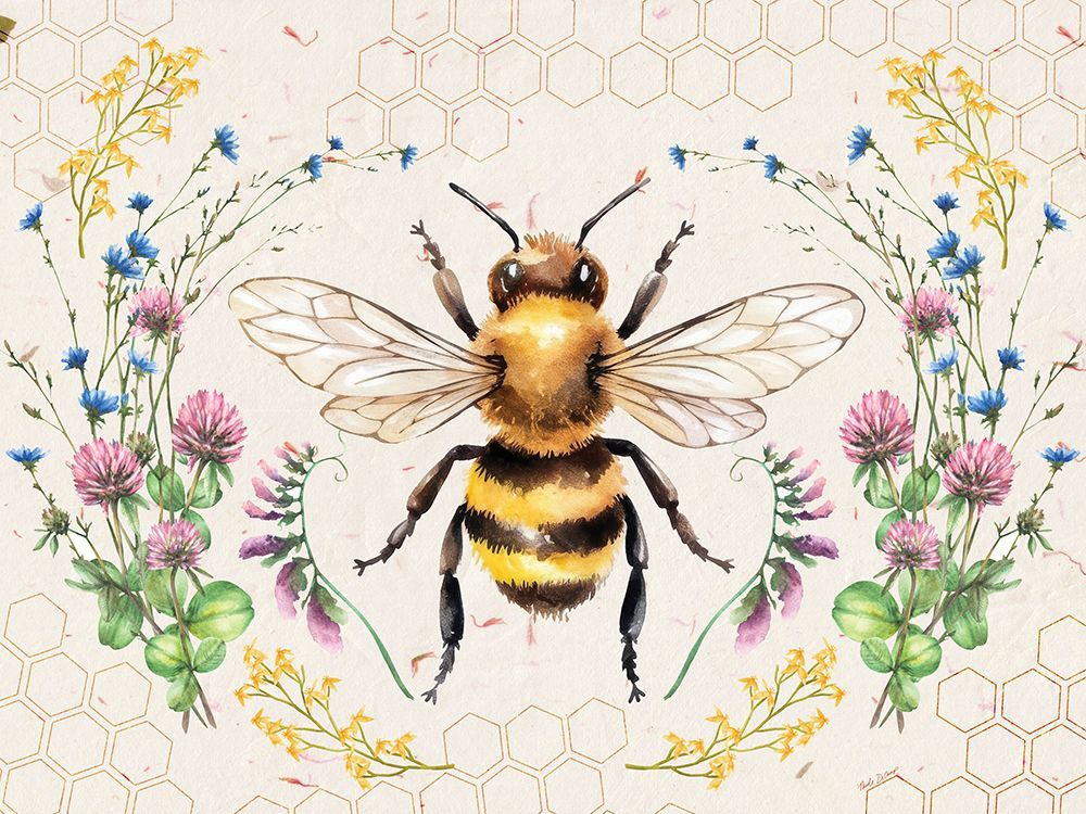 Bee and Wildflowers art print by Nicole DeCamp for $57.95 CAD