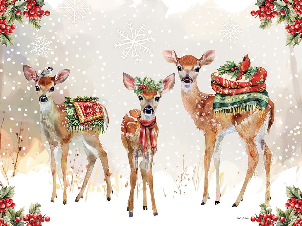 Deer Christmas Trio art print by Nicole DeCamp for $57.95 CAD