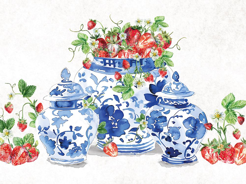 Ginger Jars and Strawberries art print by Nicole DeCamp for $57.95 CAD