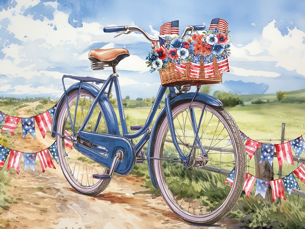 Patriotic Bike art print by Nicole DeCamp for $57.95 CAD