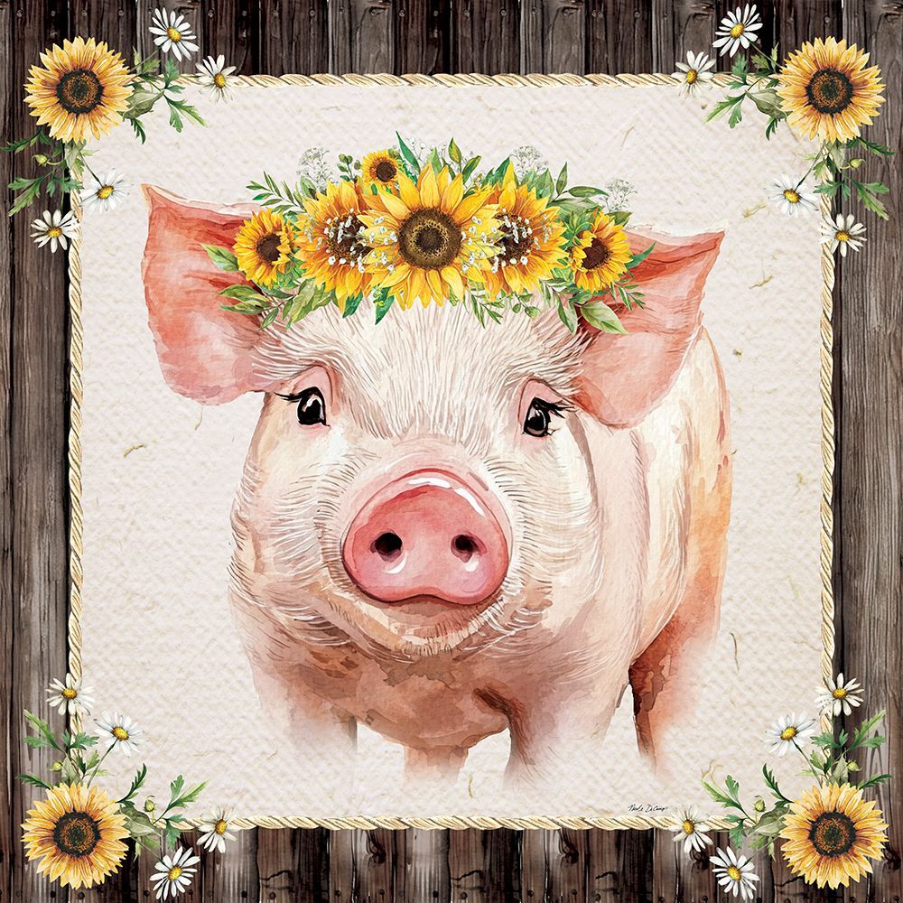 Sunflower Pig art print by Nicole DeCamp for $57.95 CAD
