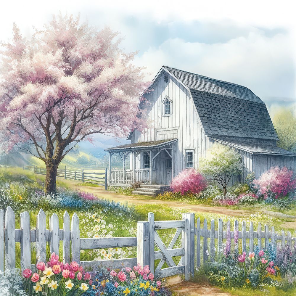 Pink Floral Farm art print by Nicole DeCamp for $57.95 CAD