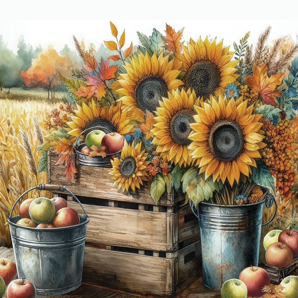 Autumn Sunflowers and Apples art print by Nicole DeCamp for $57.95 CAD