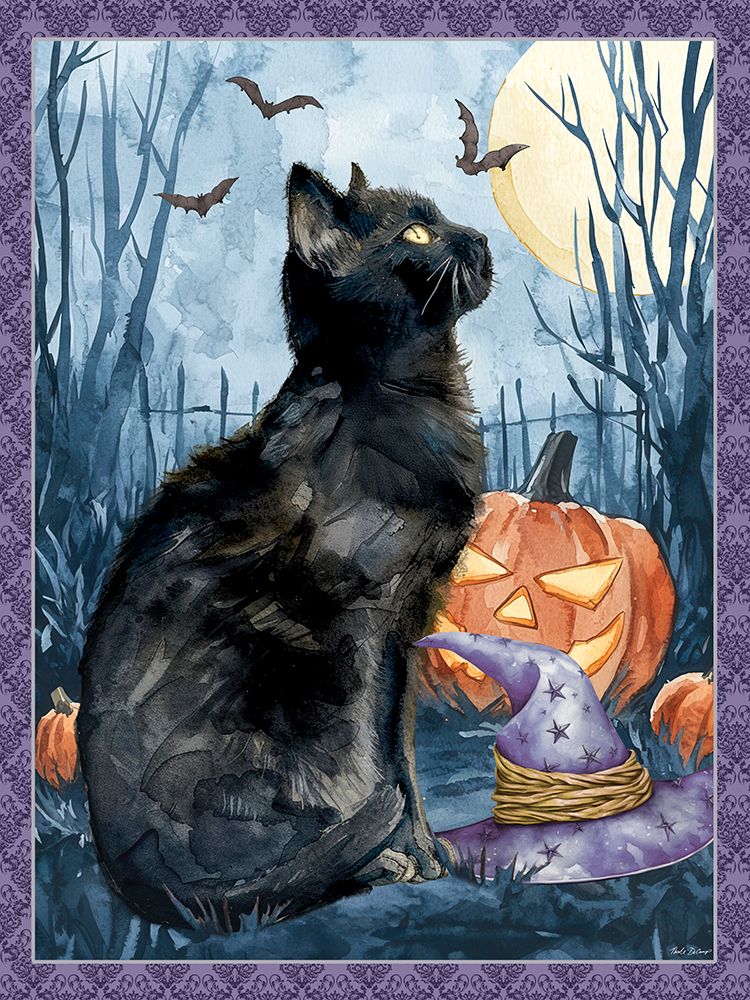 Black Halloween Cat art print by Nicole DeCamp for $57.95 CAD