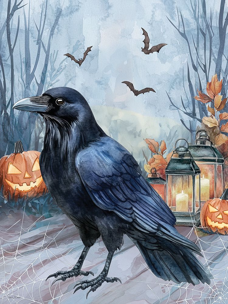 Black Halloween Crow art print by Nicole DeCamp for $57.95 CAD