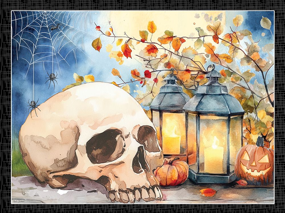 Halloween Skull and Lantern art print by Nicole DeCamp for $57.95 CAD